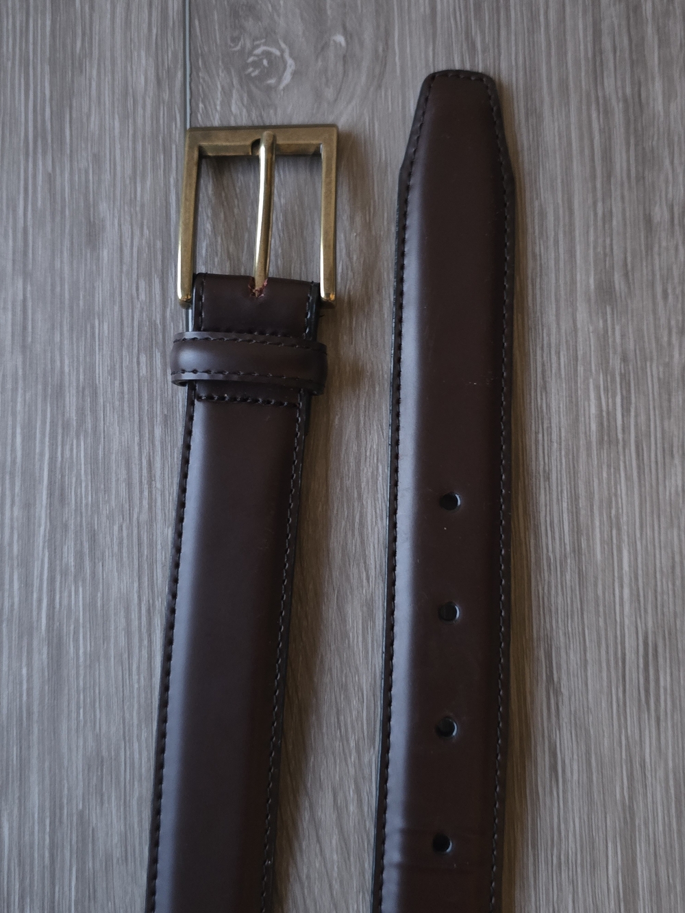 LL Bean Mens Belt Sz 38 Brown Full Grain Leather Brass Buckle Made USA